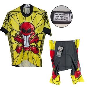 Weimostar Cycling Jersey Flaming Skull Mens‎ M Quick Dry Riding Bike Activewear